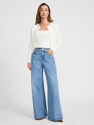 EXPRESS Women's High Waisted Relaxed Wide Leg Stretch Jeans - Light Wash in Saudi Arabia