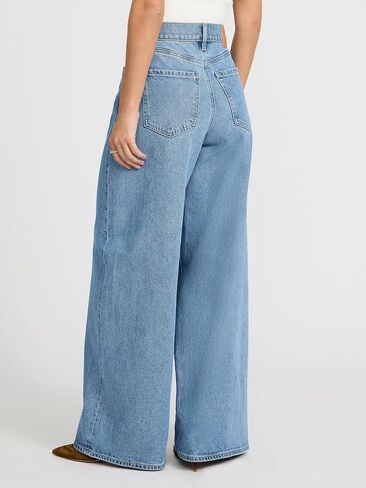 EXPRESS Women's High Waisted Relaxed Wide Leg Stretch Jeans - Light Wash in Saudi Arabia