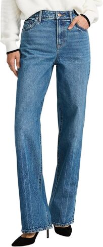 EXPRESS Women's High Waisted Medium Wash Relaxed Straight Jeans in Saudi Arabia