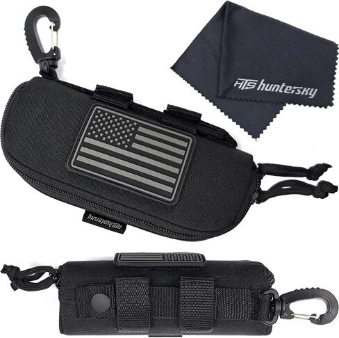 HTS HUNTERSKY Hard Shell Glasses Case with Zipper & Belt Clip, Men Women Eyeglasses Case, Microfiber Cleaning Cloth included in Saudi Arabia