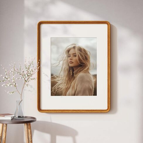 Axeman 11x14 Picture Frame Natural Teak Solid Wood Poster Frame from CA-USA with Tempered Glass, Handcrafted 11x14 Photo Frame Matted to 8x10 with Sharp Edges and Rounded Corners, Wall Mount Display in Saudi Arabia