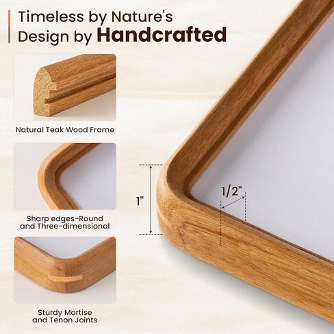 Axeman 11x14 Picture Frame Natural Teak Solid Wood Poster Frame from CA-USA with Tempered Glass, Handcrafted 11x14 Photo Frame Matted to 8x10 with Sharp Edges and Rounded Corners, Wall Mount Display in Saudi Arabia