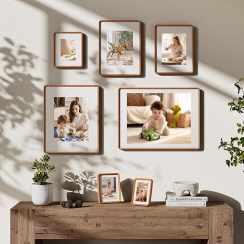 Axeman 11x14 Picture Frame Natural Teak Solid Wood Poster Frame from CA-USA with Tempered Glass, Handcrafted 11x14 Photo Frame Matted to 8x10 with Sharp Edges and Rounded Corners, Wall Mount Display in Saudi Arabia