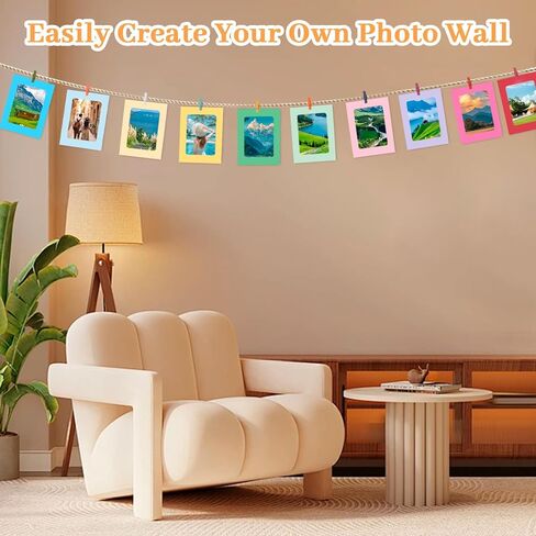 50 Pack Paper Picture Frames 4x6, 4x6 Photo Paper Holders DIY with Clips and Rope, Foam Picture Frames Cardstock Cardboard Hanger Kit Photo Banner for Crafts Display Wall Decor Party Supplies, Multi in Kuwait