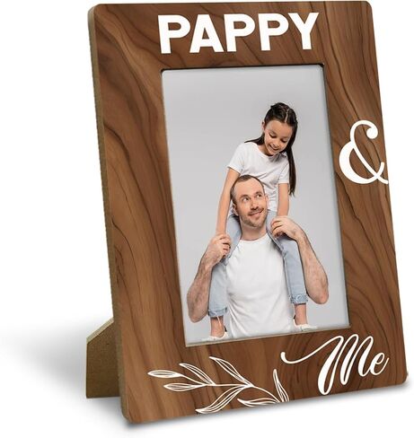 Grandpa Gifts, Pappy & Me Photo Frame Gift for Pappy Dad Grandpa, 4x6 Inch, Rustic Wood Photo Frame Gifts for Birthday Christmas Father's Day, Display on Tabletop, Desk in Saudi Arabia