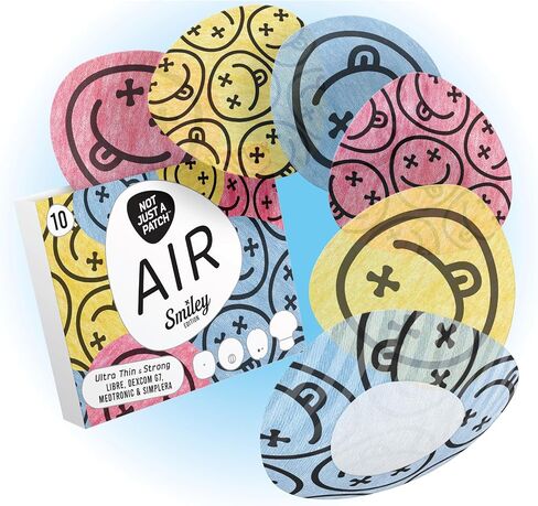 Not Just A Patch Air Freestyle Libre 2 Adhesive Patches – Waterproof & Sweatproof Sensor Covers for Libre 2, Lingo & Simplera, Smiley Designed Over Patches, Stays Secure for 15 Days, 10 Pack in Kuwait