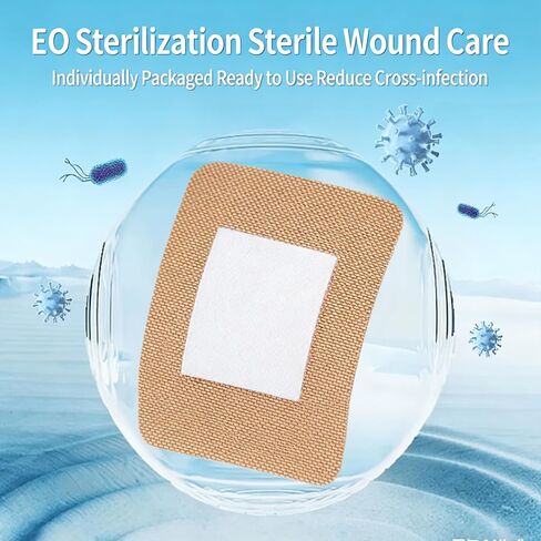 60 Pcs Large Bandages 3 X 2 Inch Wound Care Flexible Adhesive Bandages Latex Free Fabric for and Protect Wounds Large Size for First Aid Wound Care Assorted in Saudi Arabia