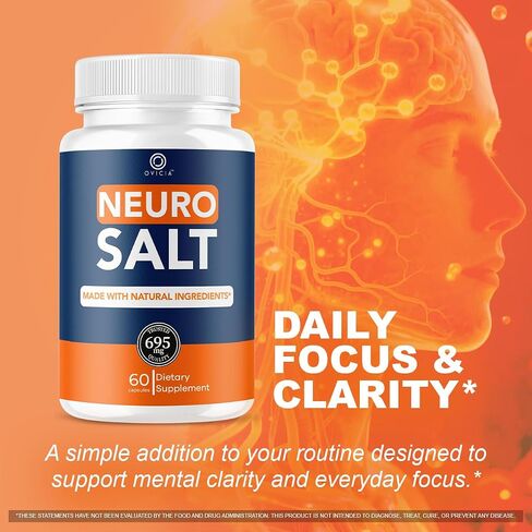 Neuro Salt Capsules - Official NeuroSalt Pills Advanced Premium Formula Support Maximum Strength, All Natural Ingredients Vitamins for Overall Health & Wellness, 60 Capsules for 1 Month in Saudi Arabia