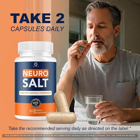 Neuro Salt Capsules - Official NeuroSalt Pills Advanced Premium Formula Support Maximum Strength, All Natural Ingredients Vitamins for Overall Health & Wellness, 60 Capsules for 1 Month in Saudi Arabia