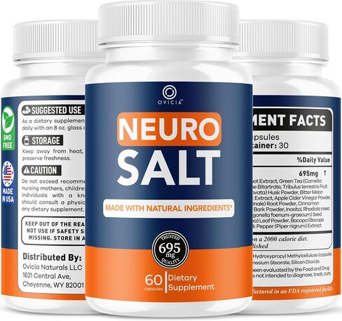 Neuro Salt Capsules - Official NeuroSalt Pills Advanced Premium Formula Support Maximum Strength, All Natural Ingredients Vitamins for Overall Health & Wellness, 60 Capsules for 1 Month in Saudi Arabia