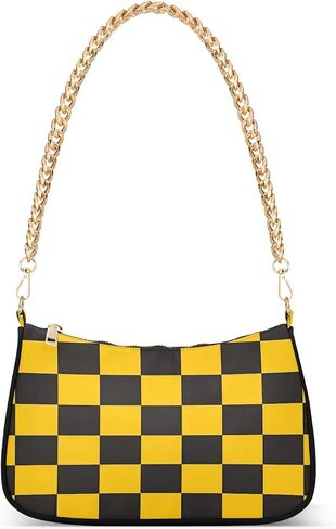 Yellow Black Striped Women's Tote Chain Shoulder Bag, Classic Wedding Party Wallet, Handbag in Saudi Arabia
