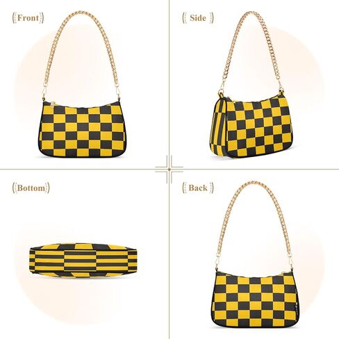Yellow Black Striped Women's Tote Chain Shoulder Bag, Classic Wedding Party Wallet, Handbag in Saudi Arabia