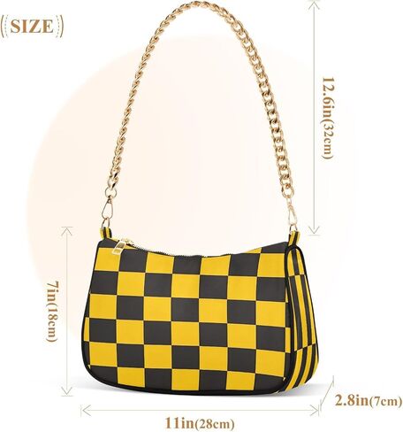 Yellow Black Striped Women's Tote Chain Shoulder Bag, Classic Wedding Party Wallet, Handbag in Saudi Arabia