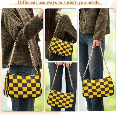 Yellow Black Striped Women's Tote Chain Shoulder Bag, Classic Wedding Party Wallet, Handbag in Saudi Arabia