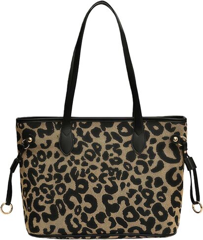 Leopard Print Tote Bag, Cheetah Print Purse for Women, Medium Tote Handbags Leopard Bag with Zipper, Vintage Everyday Casual Purses for Women, Trendy Y2k Fashion Animal Print in Saudi Arabia