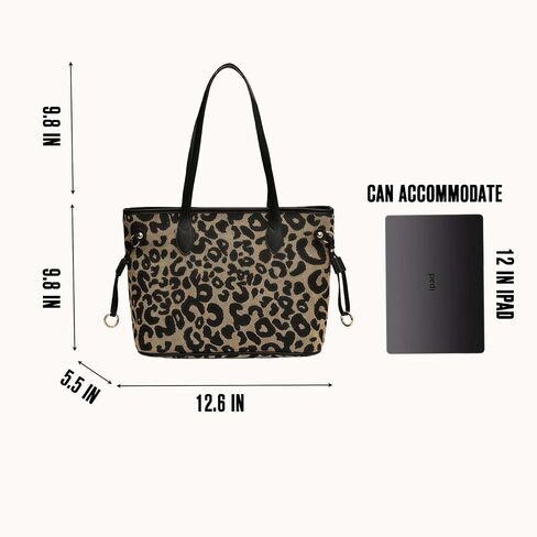 Leopard Print Tote Bag, Cheetah Print Purse for Women, Medium Tote Handbags Leopard Bag with Zipper, Vintage Everyday Casual Purses for Women, Trendy Y2k Fashion Animal Print in Saudi Arabia