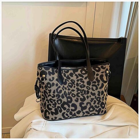 Leopard Print Tote Bag, Cheetah Print Purse for Women, Medium Tote Handbags Leopard Bag with Zipper, Vintage Everyday Casual Purses for Women, Trendy Y2k Fashion Animal Print in Saudi Arabia