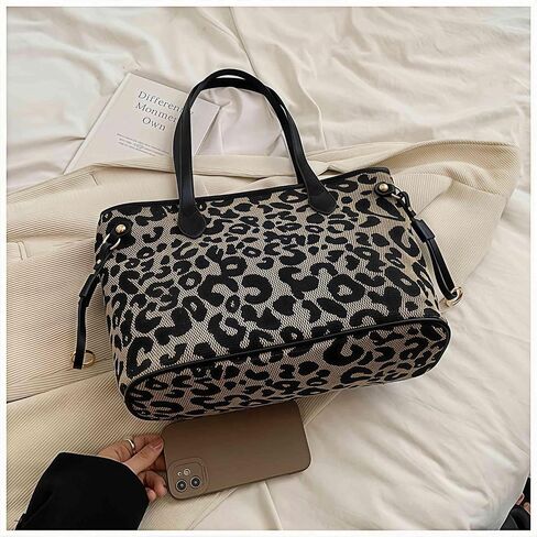 Leopard Print Tote Bag, Cheetah Print Purse for Women, Medium Tote Handbags Leopard Bag with Zipper, Vintage Everyday Casual Purses for Women, Trendy Y2k Fashion Animal Print in Saudi Arabia