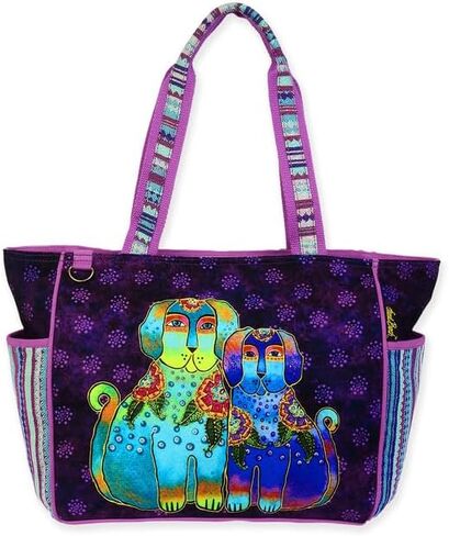 حقيبة كتف كبيرة من Laurel Burch Amigos De Colores Dog Friends، مقاس 48.26 سم × 17.78 سم × 30.48 سم in Kuwait