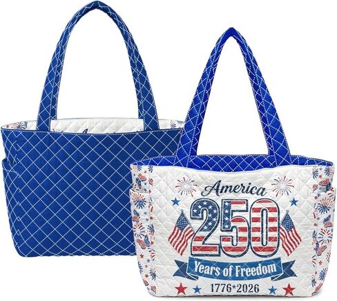 250 Years United State Reversible Quilted Tote Bag for Women Independence Day Gift in Saudi Arabia