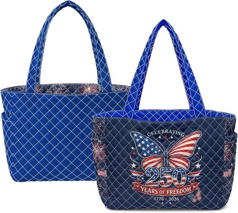 250 Years United State Reversible Quilted Tote Bag for Women Independence Day Gift in Saudi Arabia