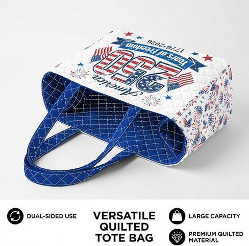 250 Years United State Reversible Quilted Tote Bag for Women Independence Day Gift in Saudi Arabia
