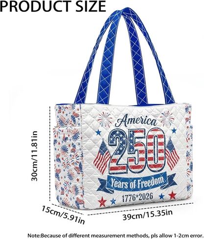 250 Years United State Reversible Quilted Tote Bag for Women Independence Day Gift in Saudi Arabia