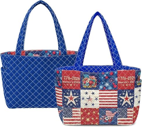 250 Years United State Reversible Quilted Tote Bag for Women Independence Day Gift in Saudi Arabia