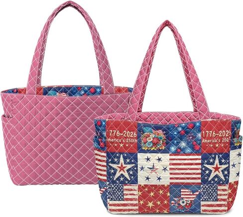 250 Years United State Reversible Quilted Tote Bag for Women Independence Day Gift in Saudi Arabia