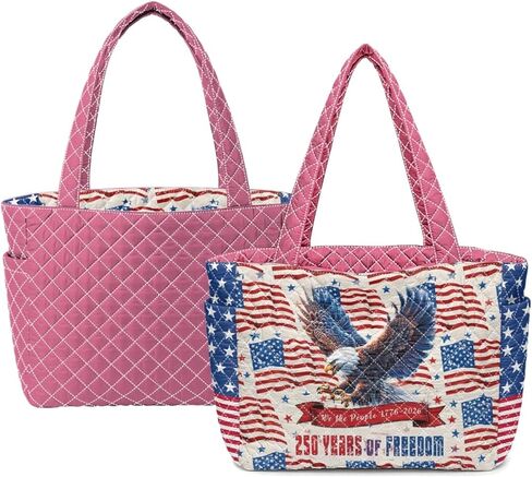 250 Years United State Reversible Quilted Tote Bag for Women Independence Day Gift in Saudi Arabia