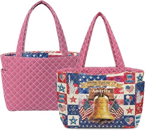 250 Years United State Reversible Quilted Tote Bag for Women Independence Day Gift in Saudi Arabia
