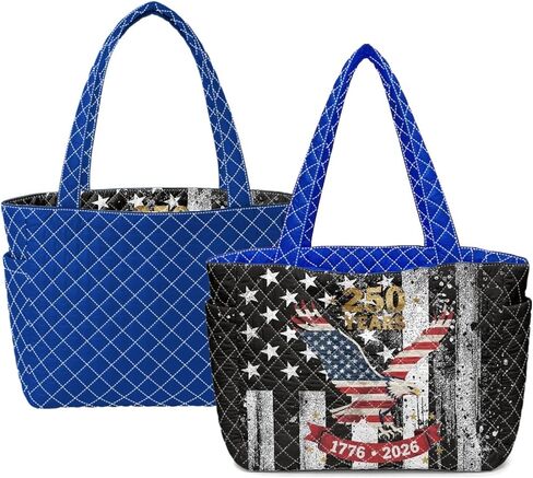 250 Years United State Reversible Quilted Tote Bag for Women Independence Day Gift in Saudi Arabia