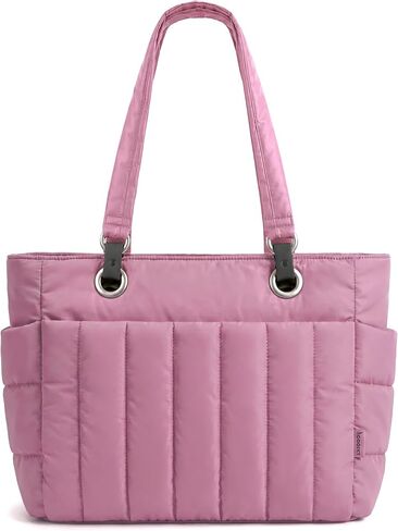 COOSKY Puffer Tote Bag for Women, Quilted Work Handbag with 40 OZ Tumbler Holder, Cute Lightweight Shoulder Everyday Bag in Kuwait