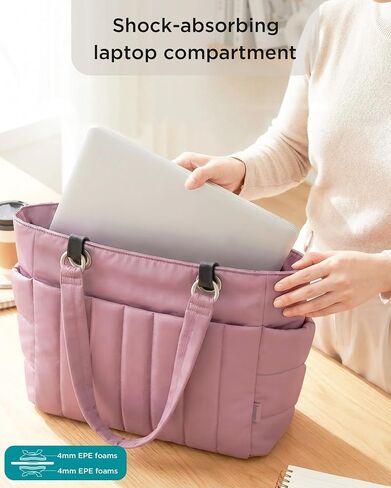COOSKY Puffer Tote Bag for Women, Quilted Work Handbag with 40 OZ Tumbler Holder, Cute Lightweight Shoulder Everyday Bag in Kuwait