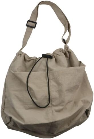 Light Soft Nylon Crossbody Shoulder Tote Bag, Women Large Capacity Handbags Drawstring Bucket Bag in Kuwait
