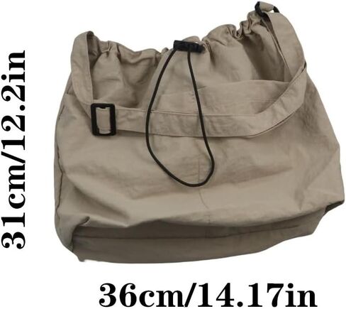 Light Soft Nylon Crossbody Shoulder Tote Bag, Women Large Capacity Handbags Drawstring Bucket Bag in Kuwait