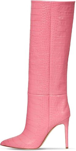 Women's Fashion Crocodile High Stiletto Heel Knee High Boots 3.94inch/10cm Pointed Closed Toe Pull On High Heel Long Boots Fall Winter Dressy Tall Boots for Women in Saudi Arabia