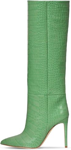 Women's Fashion Crocodile High Stiletto Heel Knee High Boots 3.94inch/10cm Pointed Closed Toe Pull On High Heel Long Boots Fall Winter Dressy Tall Boots for Women in Saudi Arabia