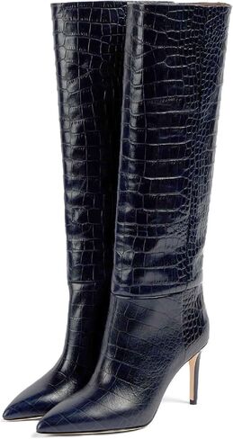 Women's Fashion Crocodile High Stiletto Heel Knee High Boots 3.94inch/10cm Pointed Closed Toe Pull On High Heel Long Boots Fall Winter Dressy Tall Boots for Women in Saudi Arabia