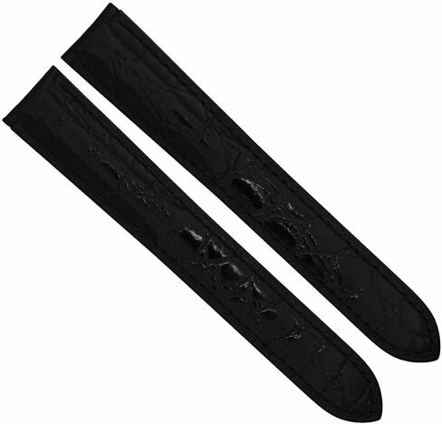 Ewatchparts 24mm Leather Watch Band Strap Compatible With Calibre De Cartier Black in Saudi Arabia