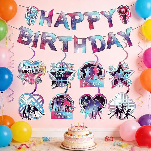 AICase For KPop Happy Birthday Party Banner Decorations,K pop Merch Toys Gifts for Birthday Cake Topper Party Banners,Cartoon Themed Birthday Supplies Party favors Decorations for Girls in Saudi Arabia
