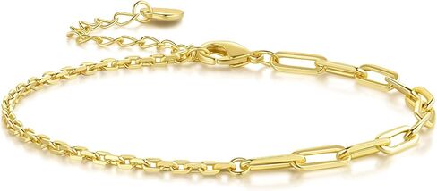 Gold Bracelets for Women 14K Gold Bracelet for Women Paperclip Bracelets for Womens Smooth and Glossy Regular Geometric Link Chain Paperclip Link Bracelet For Womens in Saudi Arabia