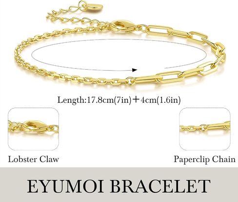 Gold Bracelets for Women 14K Gold Bracelet for Women Paperclip Bracelets for Womens Smooth and Glossy Regular Geometric Link Chain Paperclip Link Bracelet For Womens in Saudi Arabia