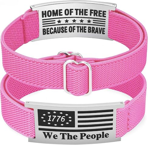 Patriotic Bracelets for Women, Independence Day,Stainless Steel American Flag Adjustable Elastic Nylon Bracelet 4th of July Gift for Women, Her, Mom, Daughter, Wife, Teen, Girlfriend in Saudi Arabia