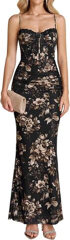 Corset Formal Wedding Guest Maxi Dress Vintage Lace Floral Ruched Bodycon Long Dresses for Women Elegant in Saudi Arabia
