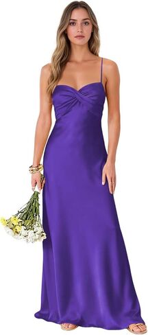 Satin Bridesmaid Dresses for Wedding Spaghetti Straps Pleated Evening Party Gowns in Saudi Arabia