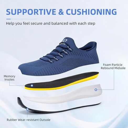 Men's Breathable Mesh Walking Shoes - Lightweight Memory Foam Sneakers with Easy-On Design & Cushioned Sole for Daily Wear, Travel & Work in Saudi Arabia