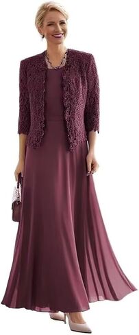 2 Pieces Mother of the Bride Dress for Women Chiffon Formal Dress for Wedding in Kuwait