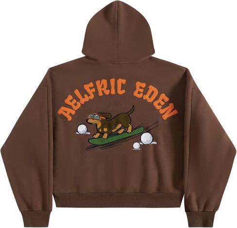 بلوفر Aelfric Eden Boxy Dachshund Graphic هوديي مبطن بالصوف للجنسين، سويت شيرت كاجوال للشارع in Kuwait