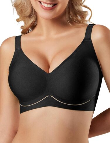 Tarbo Jelly Wireless Bras for Women No Underwire-Seamless Everyday Comfort Bra Natural Lift Breathable Mesh V Neck Tshirt Bra in Saudi Arabia